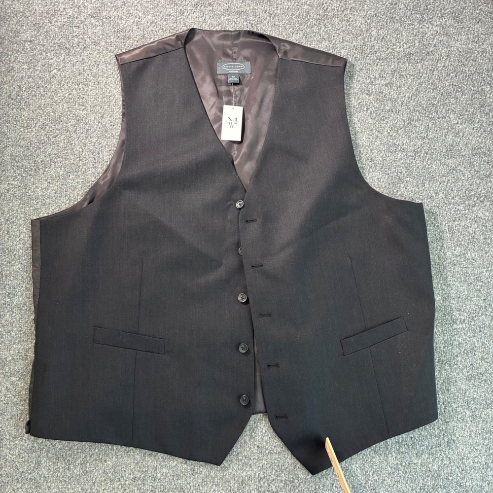 Pronto Uomo Platinum Mens Black 100% Wool Suit Vest Waistcoat 4X NEW NWT